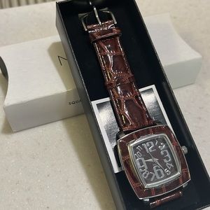 NWT Avon Square Faux Croc Strap Watch